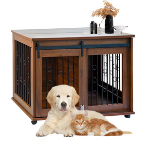 2024 Modern Style High Quality Portable Luxury Wood Dog Crate Pet Dog Kennel Wooden Animal Cage with Door