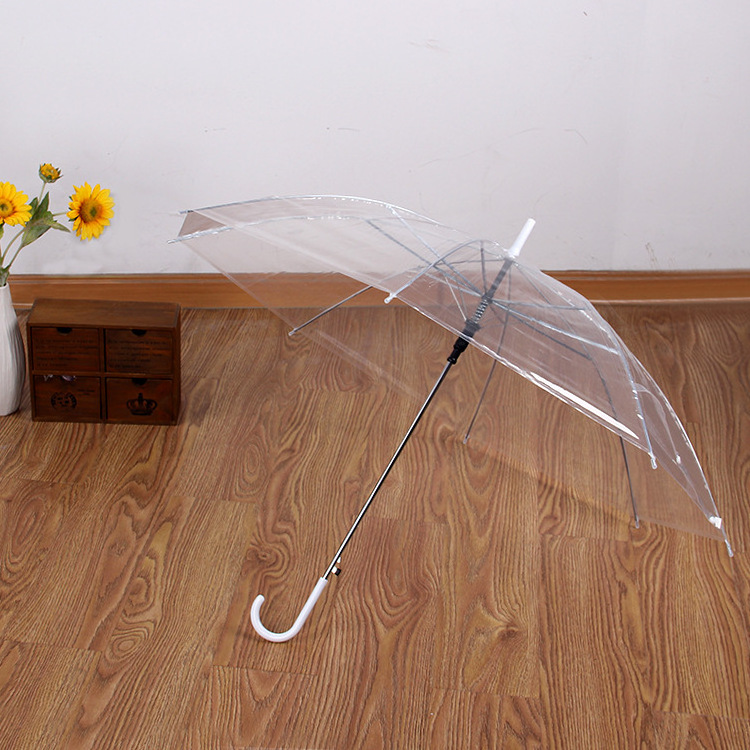 Custom design wholesale wedding gifts automatic open straight outdoor rain transparent clear umbrella with logo printing