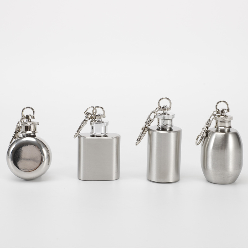 Wholesale portable wine jug 3 mini flasks stainless steel wine flasks 1 ounce flasks bottle with key chain