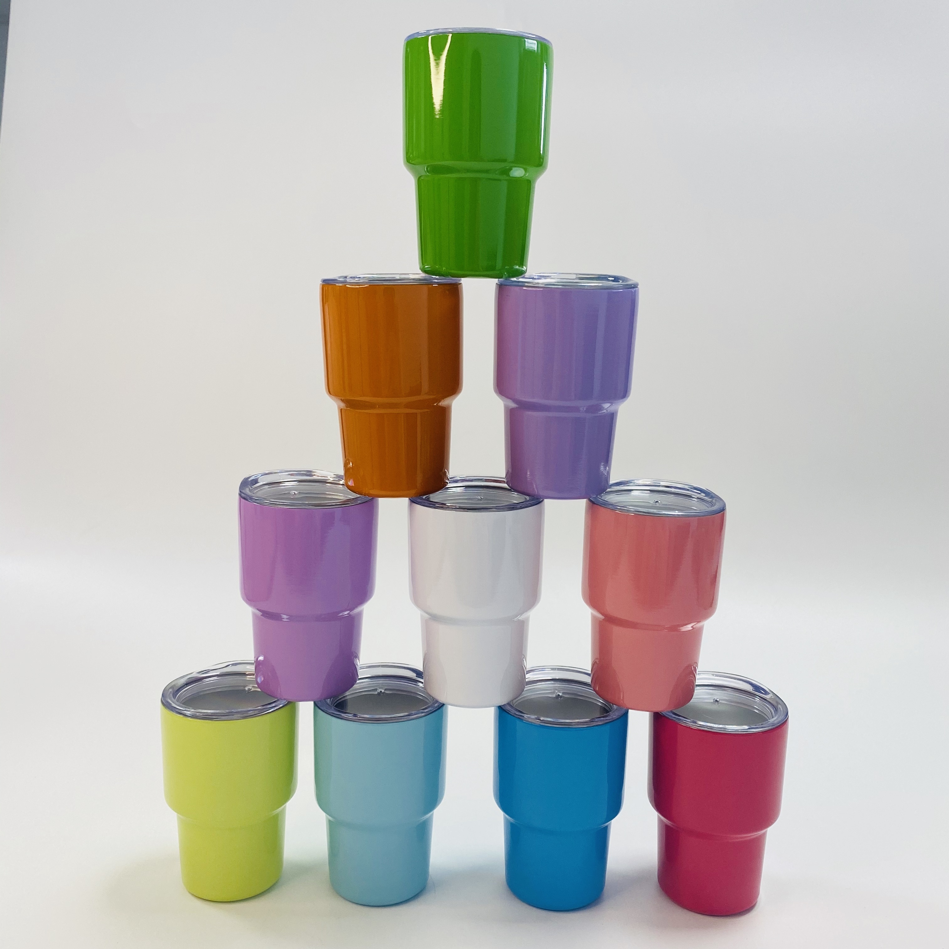 USA Warehouse 2oz 3oz tumbler shot glass assorted sublimation mini shot glass tumbler with stainless steel straw mixed colors