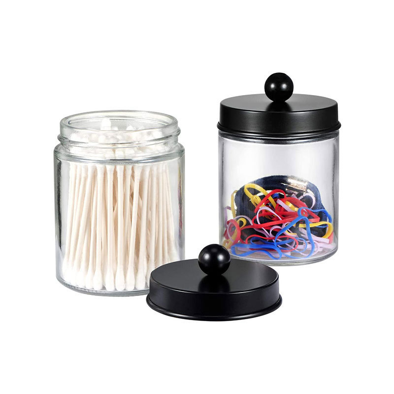 Apothecary Jars Bathroom Storage Organizer Cute Dispenser Holder Vanity Canister Jar Glass with Lid for Cotton Swabs Bath Salts