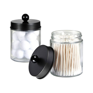 Apothecary Jars Bathroom Storage Organizer Cute Dispenser Holder Vanity Canister Jar Glass with Lid for Cotton Swabs Bath Salts