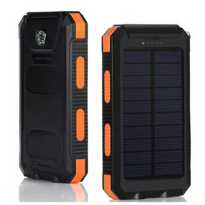 LED Solar Portable Mobile Charger 10000mAh Power Banks &Power Station LED Flashlight Emergency SOS Torch With Compass and Hook