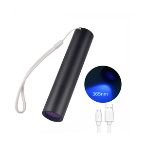 Mini USB Rechargeable UV Light Led Flashlight Waterproof Aluminum Alloy 365NM Pet Dog Cat Urine Money UV Detector Purple Light