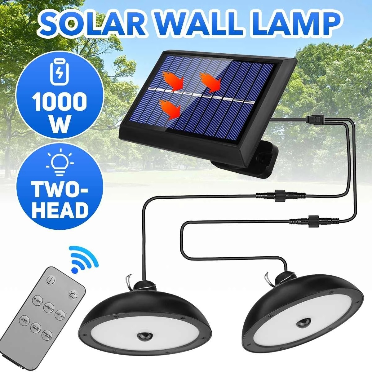 Hot Sale Motion Sensor PIR Waterproof Solar Pendant Light Outdoor Indoor Solar Lamp Shed Lights With Cable Double Head