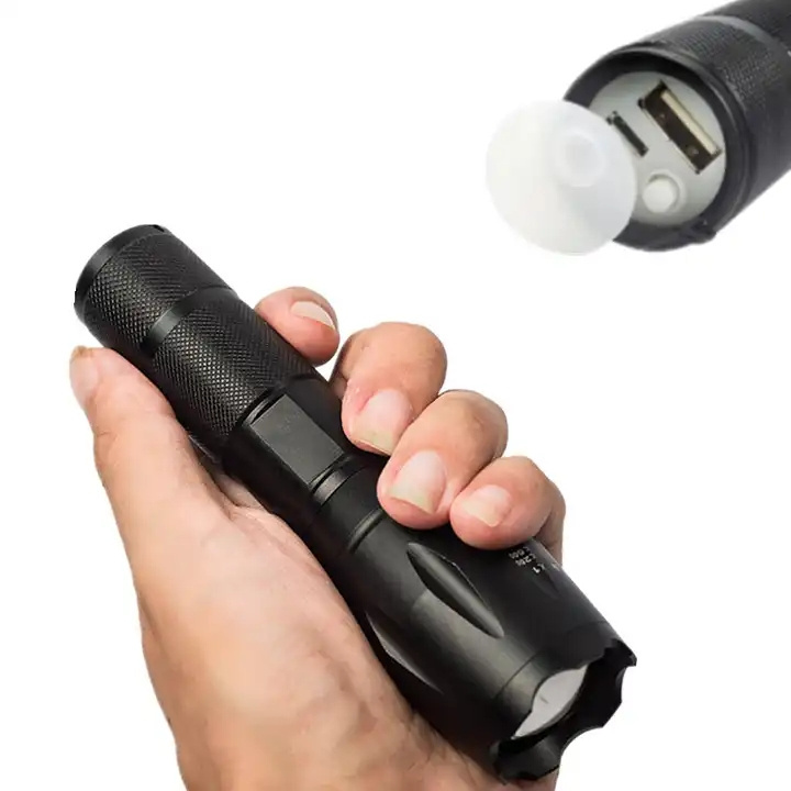 New A100 XML T6 Zoomable Rechargeable Led Flashlight 2 in 1 Power Bank  1000lm USB Charging Powerful Torchlight Outdoor Camping