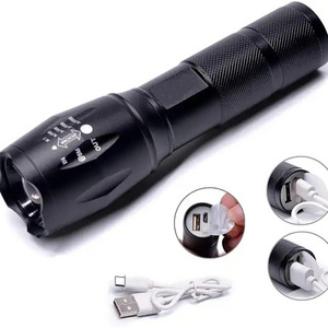 New A100 XML T6 Zoomable Rechargeable Led Flashlight 2 in 1 Power Bank  1000lm USB Charging Powerful Torchlight Outdoor Camping