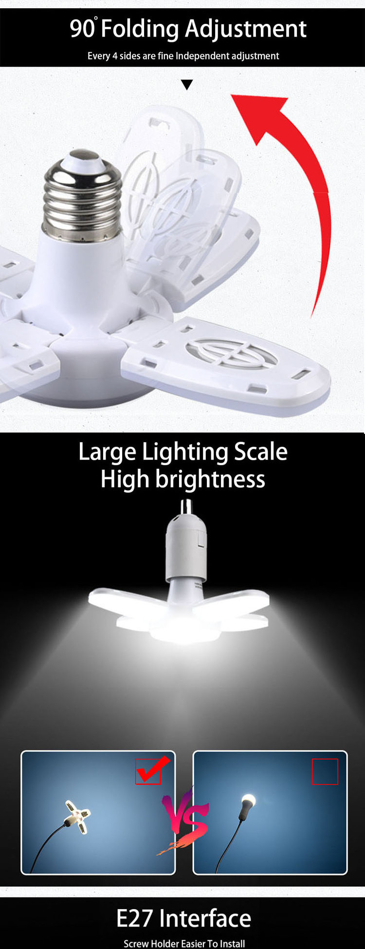 LED Bulb Fan Blade Timing Lamp 130-265V Foldable Led Light Bulb Lampada For Home Ceiling Light With Remote Controller