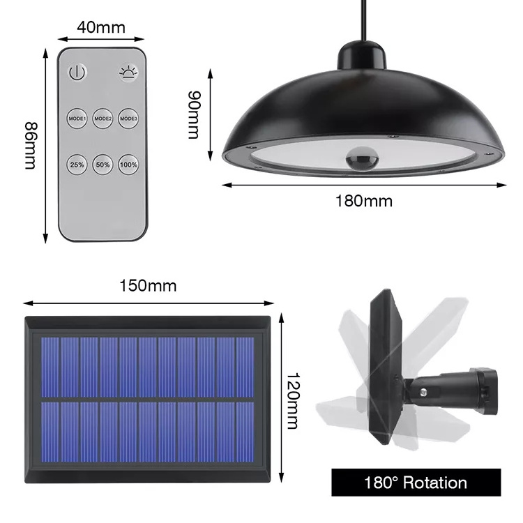 Hot Sale Motion Sensor PIR Waterproof Solar Pendant Light Outdoor Indoor Solar Lamp Shed Lights With Cable Double Head