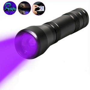 LED UV Flashlight 18650 395nm Ultraviolet Torch T6 Purple Light Rechargeable Zoom Black Light Pet Urine Stains Detector