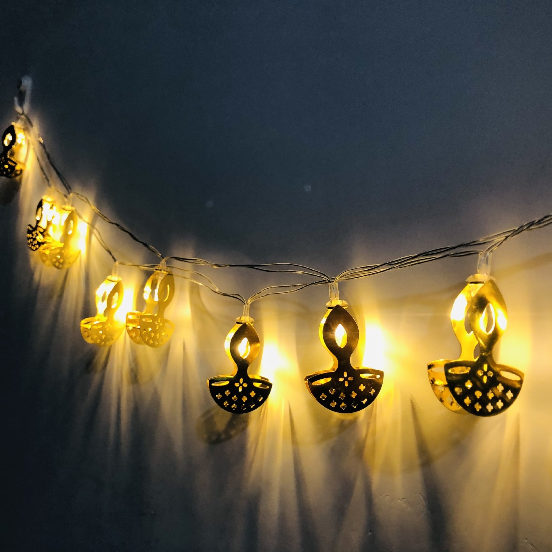 Multicolor LED String Lights India Diwali Warm White  Anchor Boat Row Diya String Lights Holiday Decoration Home Bedroom Party