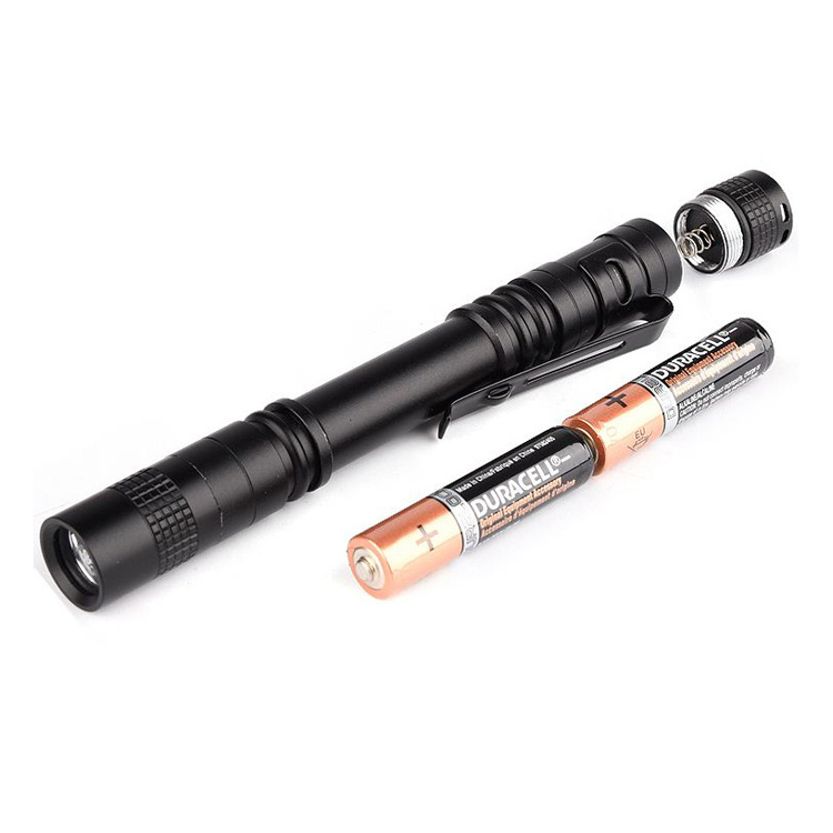 Mini Led Flashlight AAA Battery Waterproof  fixed focus metal pen holder LED pencil flashlight  medical Aluminium Alloy torch