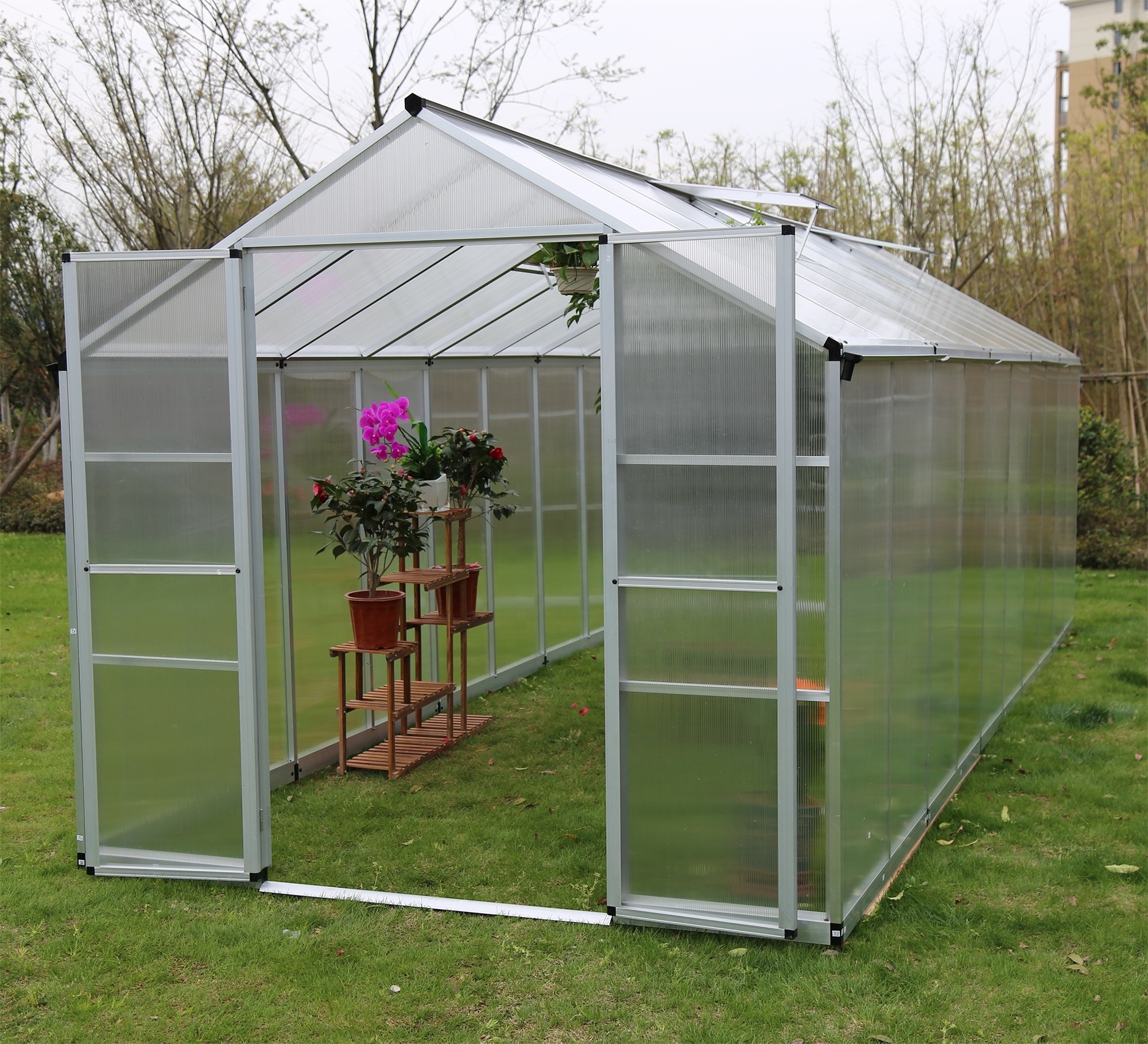 Custom Outdoor Metal Aluminum Frame Green House Backyard Mini Glasshouse Agricultural Commercial Glass Garden Greenhouse