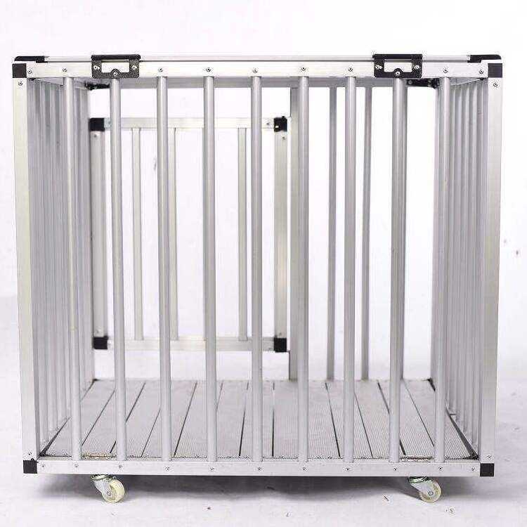 High Quality Kennel Pet Dog Cages Foldable Cages Aluminum Crates Dog Cage With 4 Wheels