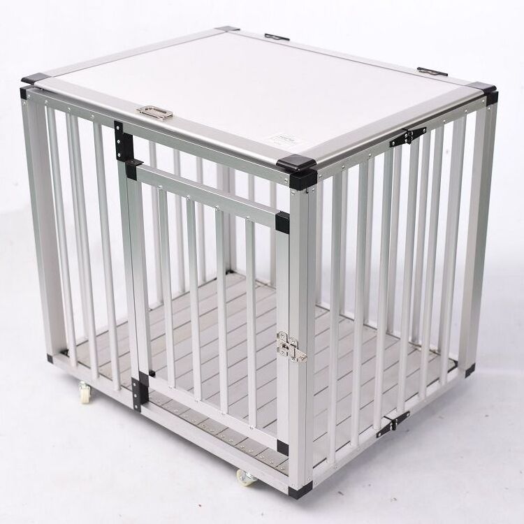 Factory Direct Sale High Quality Pet Foldable Trolley Aluminum Dog Cage and Crates Folding Dog Cage Large