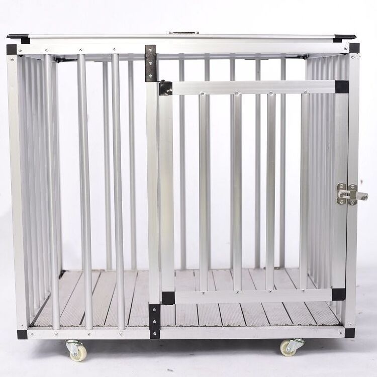 Factory Direct Sale High Quality Pet Foldable Trolley Aluminum Dog Cage and Crates Folding Dog Cage Large