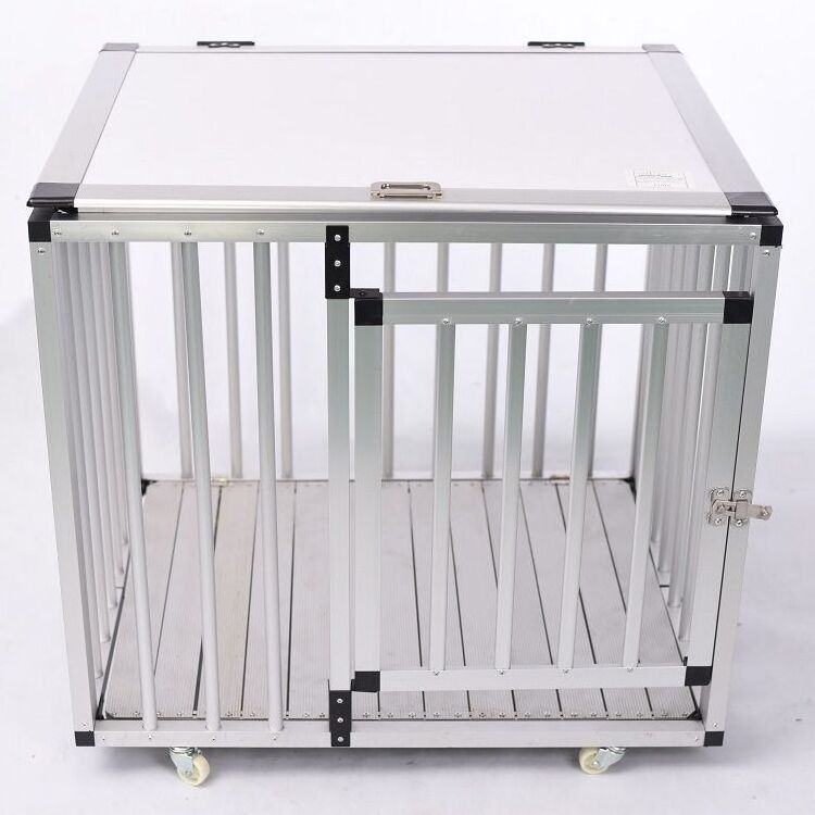 Factory Direct Sale High Quality Pet Foldable Trolley Aluminum Dog Cage and Crates Folding Dog Cage Large