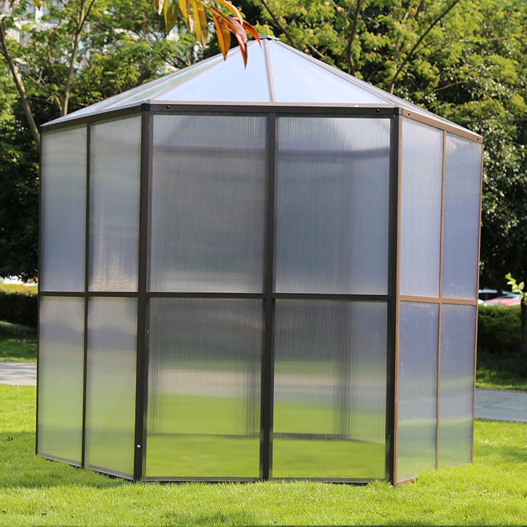 Aluminum frame shade net six-angle greenhouses green houses for mushroom