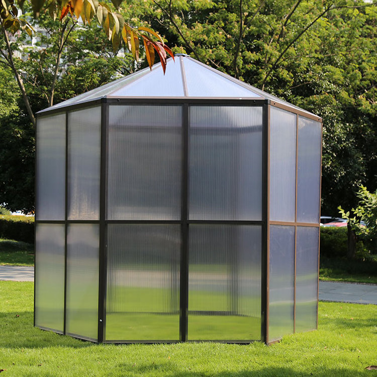 Aluminum frame shade net six-angle greenhouses green houses for mushroom