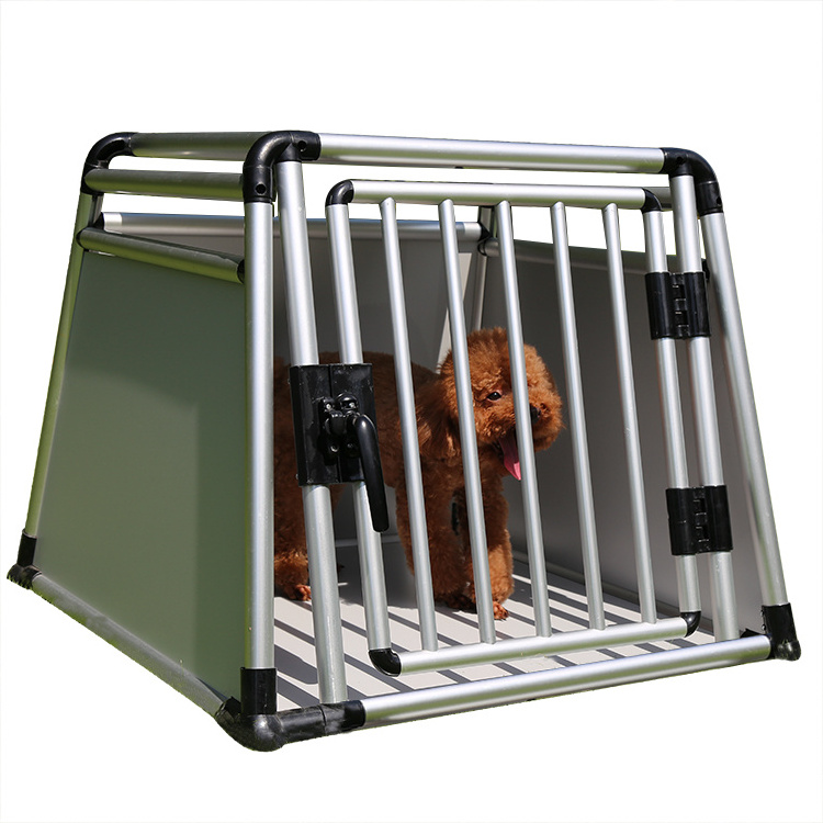 High quality aluminum dog car cage with round tube