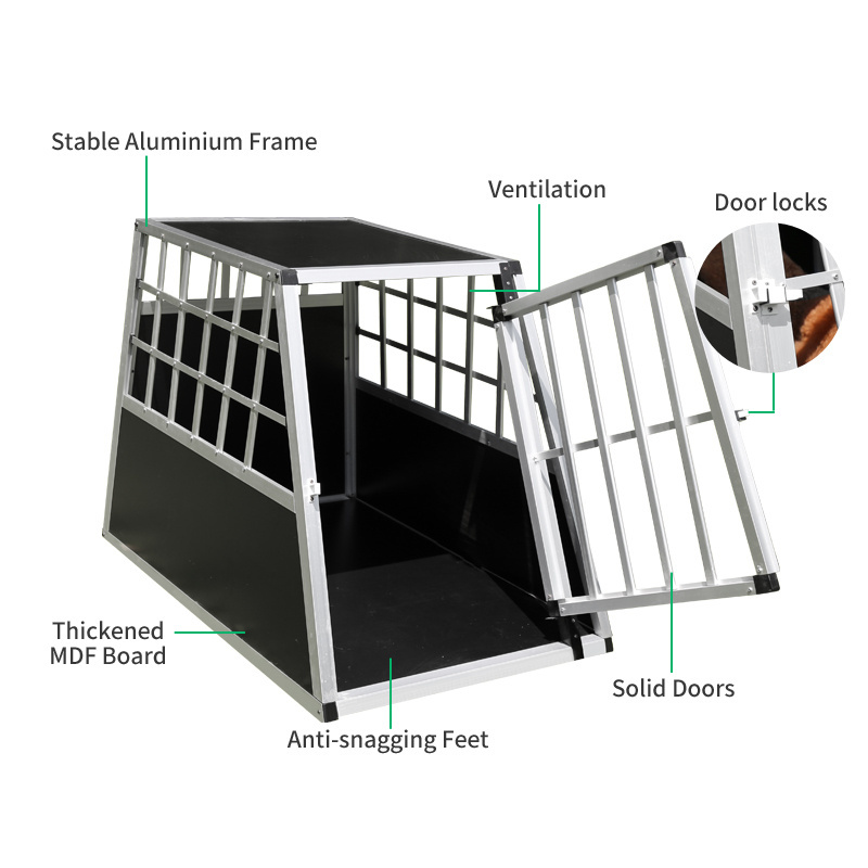 High Quality Single Door Aluminum Transport Dog Travel Carrier Crate Cages for Large Dog