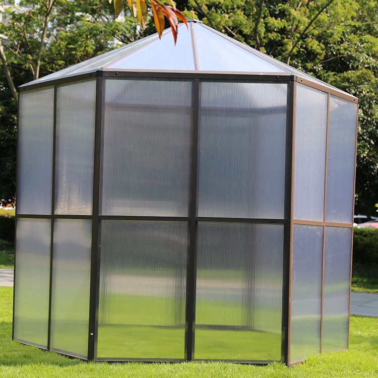 Aluminum frame shade net six-angle greenhouses green houses for mushroom