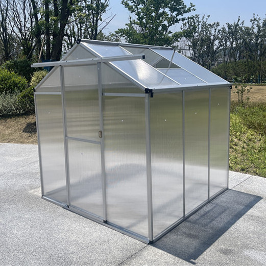 Easily Assembled Waterproof Aluminum Frame Polycarbonate Garden Aluminum Greenhouse With Single Sliding Door