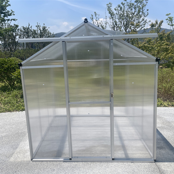 Easily Assembled Waterproof Aluminum Frame Polycarbonate Garden Aluminum Greenhouse With Single Sliding Door