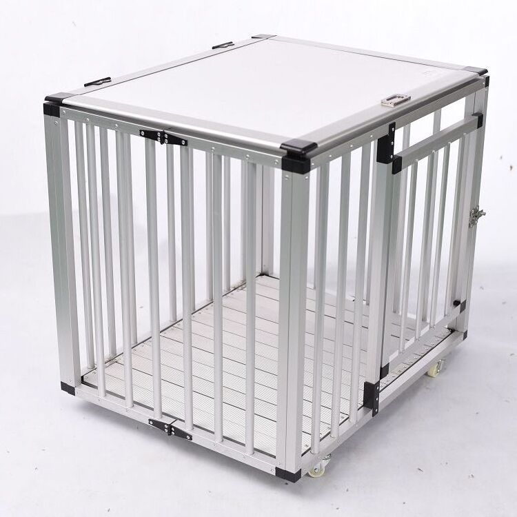 Factory Direct Sale High Quality Pet Foldable Trolley Aluminum Dog Cage and Crates Folding Dog Cage Large