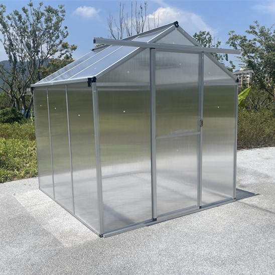 Easily Assembled Waterproof Aluminum Frame Polycarbonate Garden Aluminum Greenhouse With Single Sliding Door