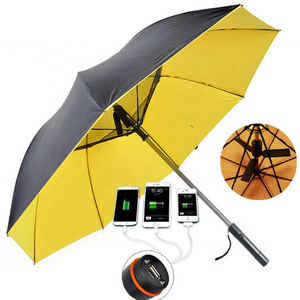 8K USB Charging Umbrella With Fan Summer Cooling Sun Block Straight Umbrella Luxury Business Gift Umbrella