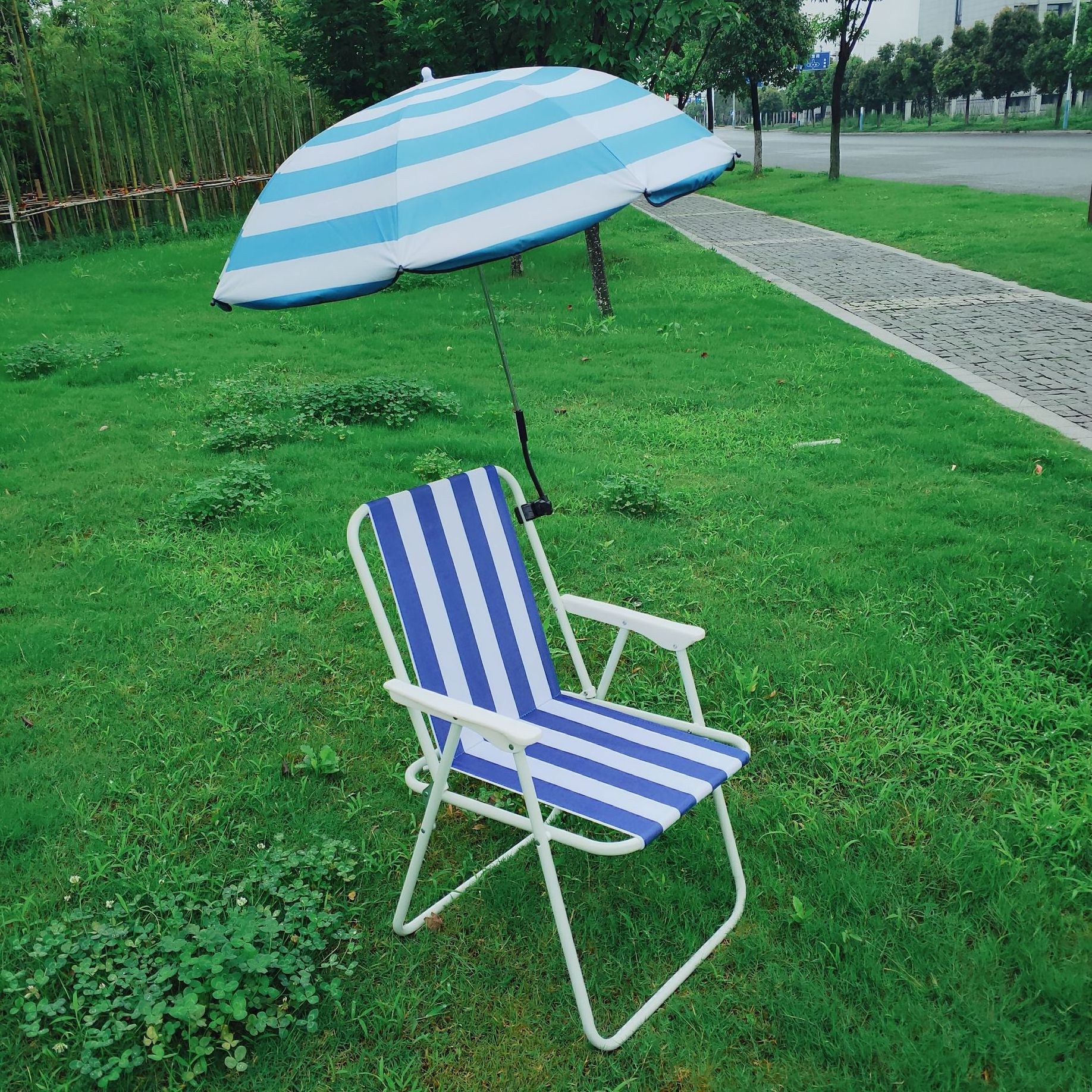 Custom folding chair clip umbrella printing logo outdoor courtyard fixture umbrella outdoor ultra light beach umbrella