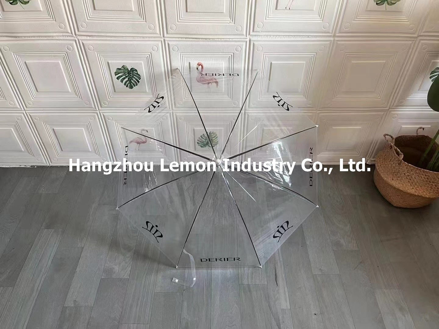 Wholesale Portable Colorful Transparent Umbrella Custom Auto Straight J Handle Parasol Clear Umbrella With Logo