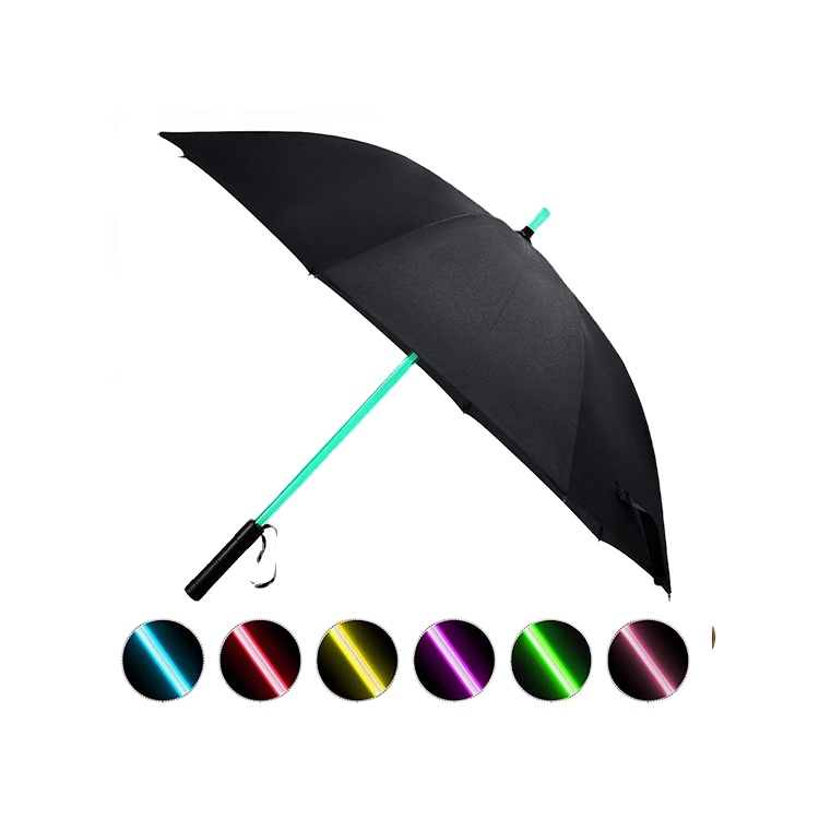 luxury umbrella with logo LED Light up Flashing LED Umbrellas with 7 Color Changing Shaft light top quality straight