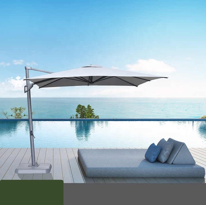 Outdoor Umbrellas Banana Hanging LED Umbrella for Backyard Poolside Lawn and Garden