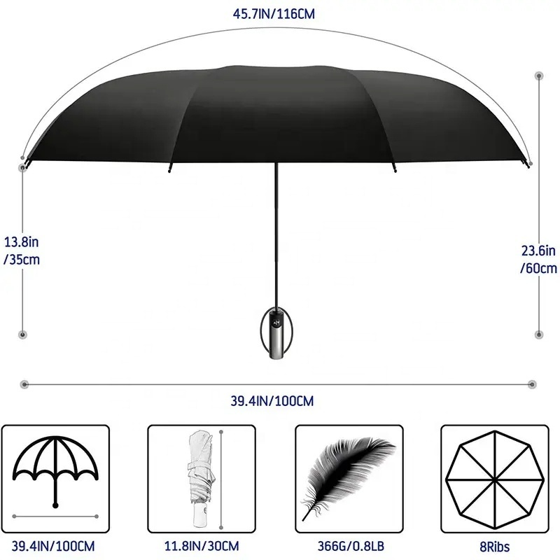 Portable Automatic Travel Auto Open Close Compact Rain Folding Gentle Umbrella