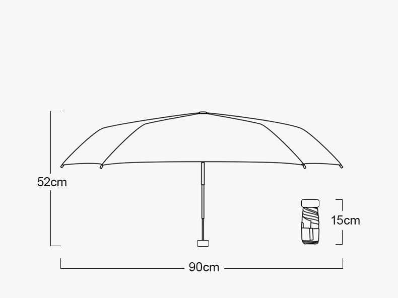 New Innovation Design Sunshade Black Coated Mini Pocket Size 5 Fold Umbrella with EVA Box