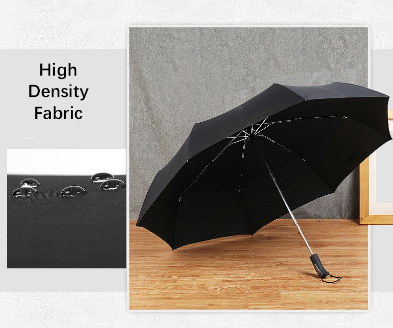 Promotional Travel Umbrella Black Pongee Waterproof Auto Open Paraguas 8 10 12 Ribs 3 Folding Uv Automatic Umbrella/