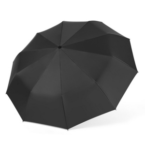 Promotional Travel Umbrella Black Pongee Waterproof Auto Open Paraguas 8 10 12 Ribs 3 Folding Uv Automatic Umbrella/