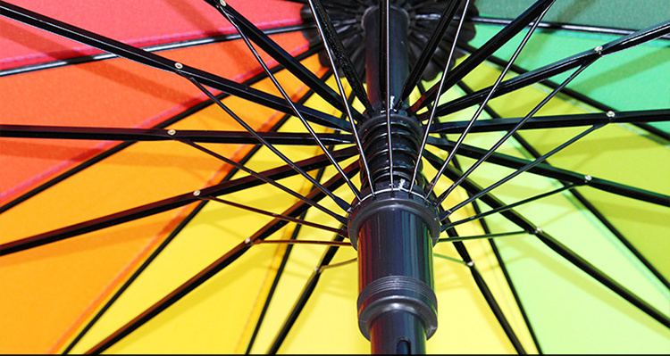 21 Inch 16k Automatic Open Iridescence Umbrella Golf Windproof Parasol Long Straight Handle Rainbow Umbrella