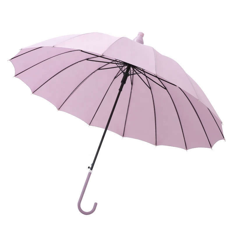 Color matching waterproof case 16 bone long handle umbrella Japanese straight handle umbrella