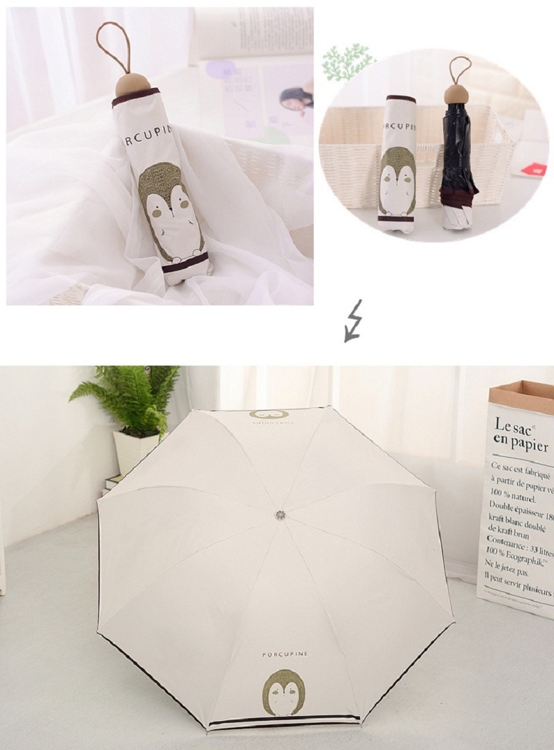 Black rubber sunny and rainy dual-purpose cartoon sunshade sun umbrella folding sunshade UV proof hot sale umbrella