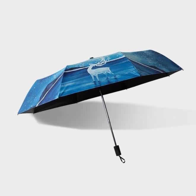 Illustration umbrella, girl's heart folding umbrella sun and rain sun and UV protection forest goddess