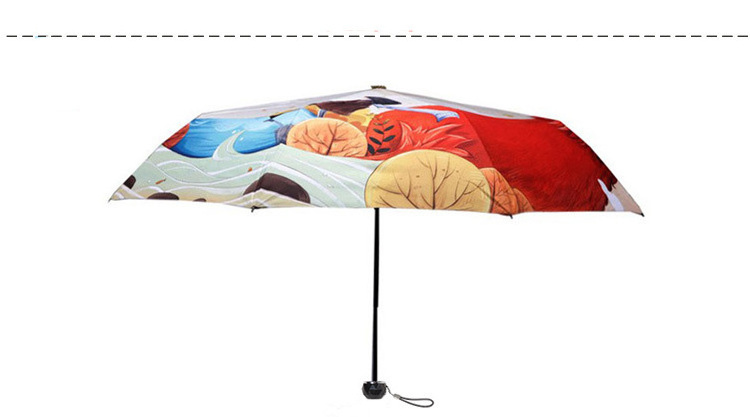 Lemeng creative girl's world hand painted illustration sun umbrella folding umbrella sun protection UV protection gift