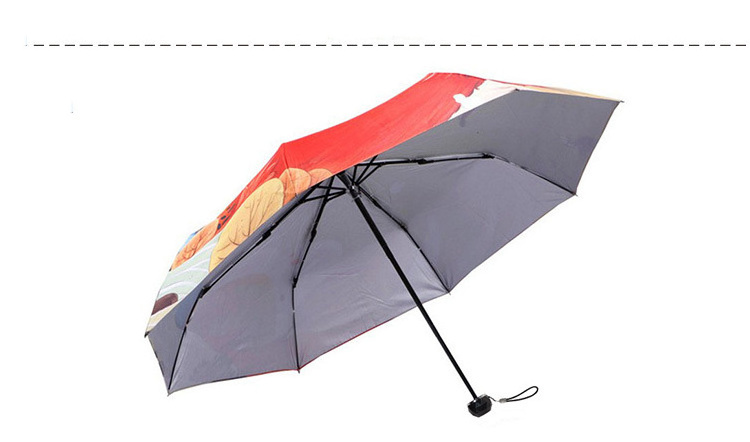 Lemeng creative girl's world hand painted illustration sun umbrella folding umbrella sun protection UV protection gift