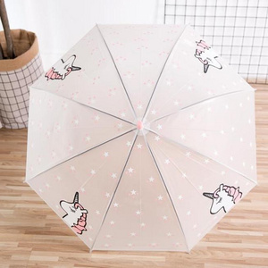 New environmental protection material transparent umbrella automatic gift custom Unicorn long handle umbrella