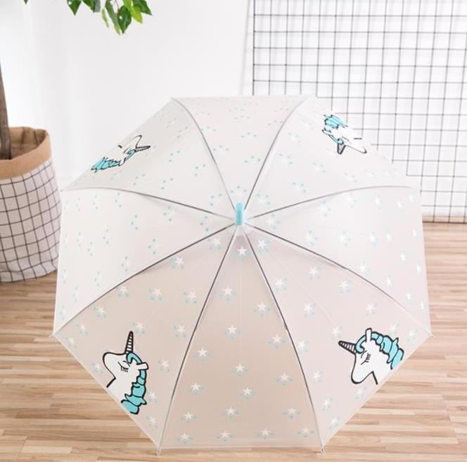 New environmental protection material transparent umbrella automatic gift custom Unicorn long handle umbrella