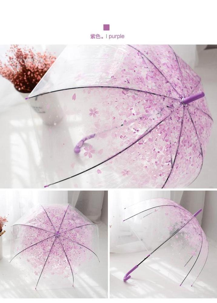 Sakura umbrella long handle Korean retro candy transparent umbrella small fresh Apollo Princess umbrella