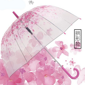 Sakura umbrella long handle Korean retro candy transparent umbrella small fresh Apollo Princess umbrella