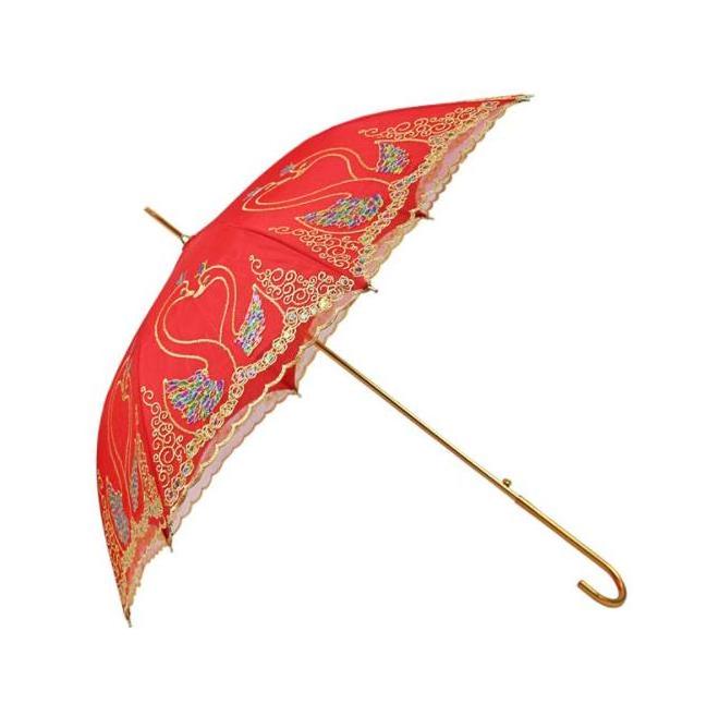 Wedding bridal lace red umbrella retro creative embroidery long handle straight umbrella wedding gift umbrella